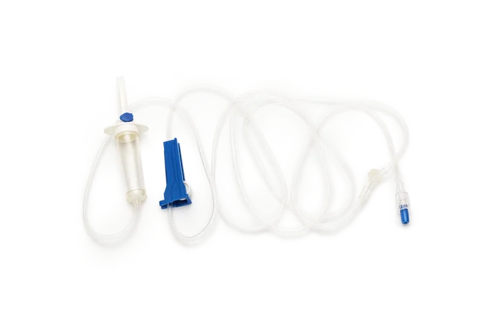 Covetrus Equipo Infusion Toma Y 200 cm Luer Lock Set Intravenoso con Respiradero Punto de Inyeccion en Y Cierre Luer Giratorio MacroDrip